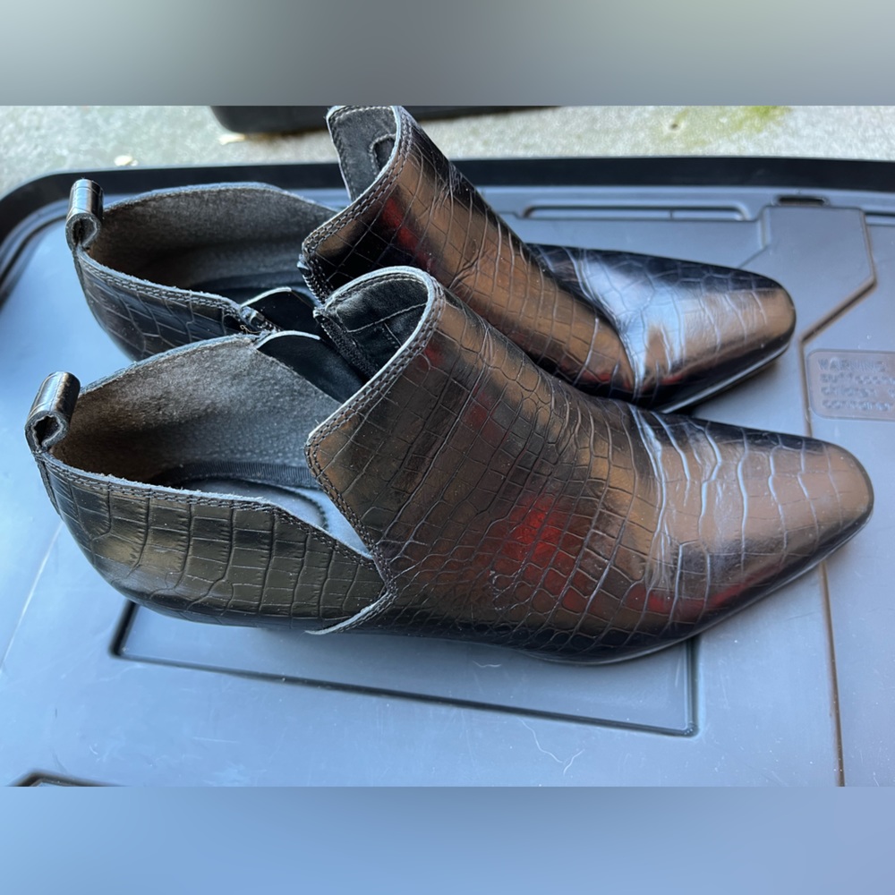 Franco Sarto black textured booties